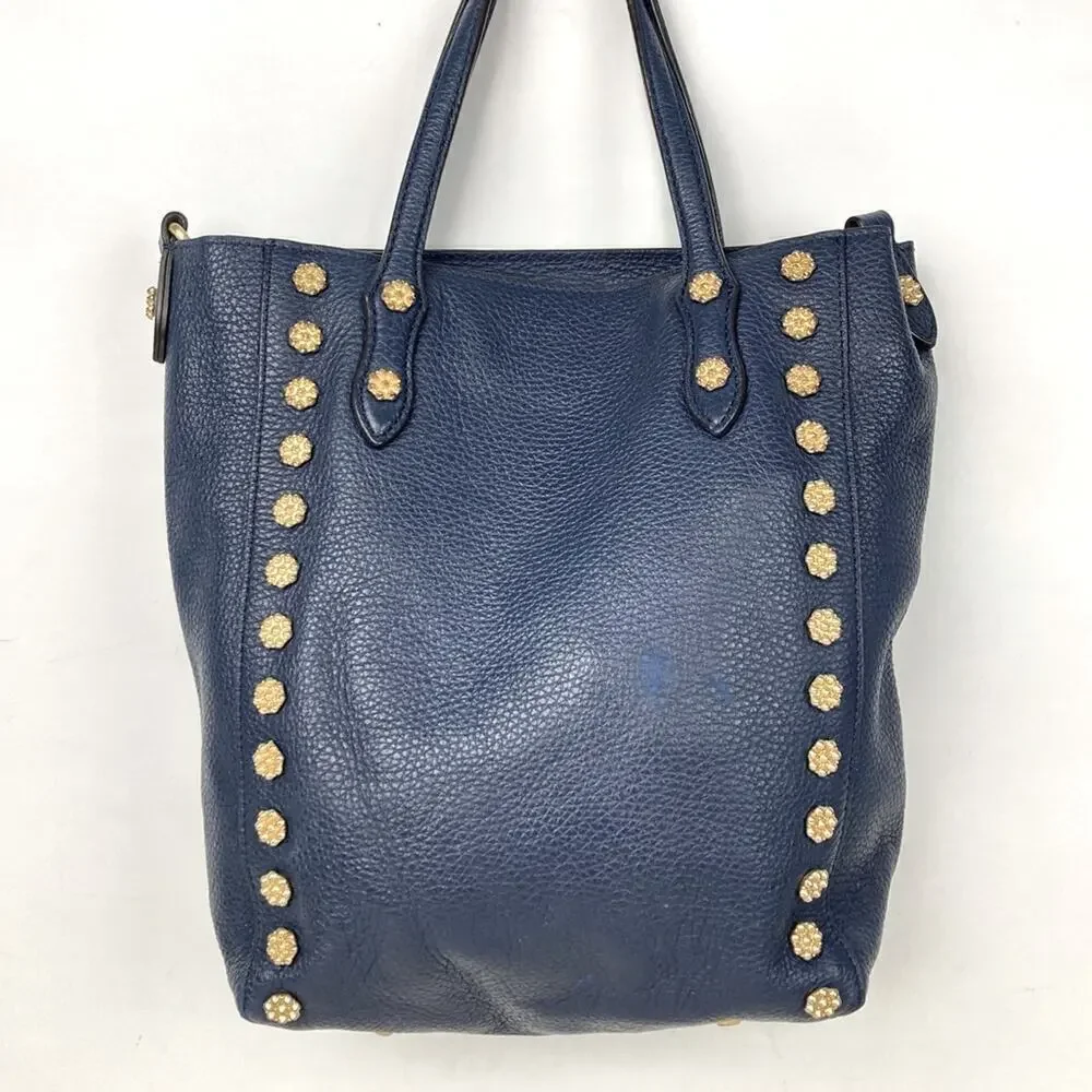 ANNABEL INGALL Leather Daisy Stud Tote in Navy - $465.